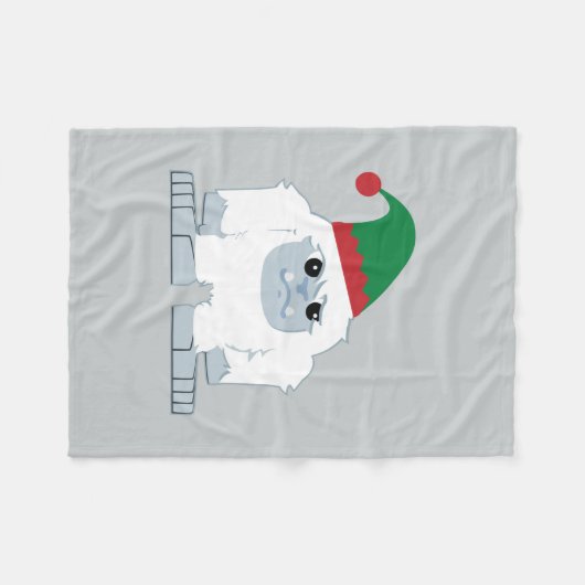 Cute Kerstmis Elf Yeti Fleece Deken (Voorkant (Horizontaal))