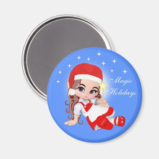 Cute Kerstmis, engel en sterren Magnet (Voorkant / Achterkant)