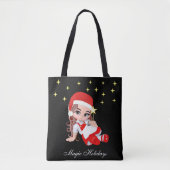 Cute Kerstmis Fairy Angel & Stars Canvas tas (Voorkant)