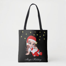 Cute Kerstmis Fairy Angel & Stars Canvas tas