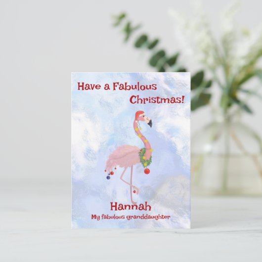 Cute Kerstmis Flamingo Feestdagenkaart (Staand voorkant)