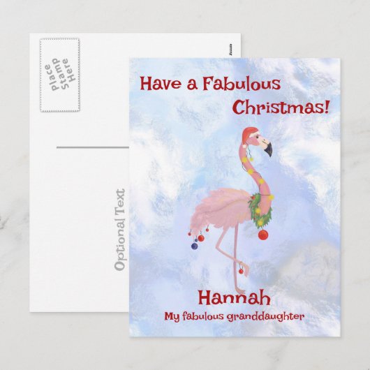 Cute Kerstmis Flamingo Feestdagenkaart (Voorkant / Achterkant)