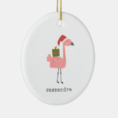Cute Kerstmis Flamingo Illustralized Personalized Keramisch Ornament (Rechts)