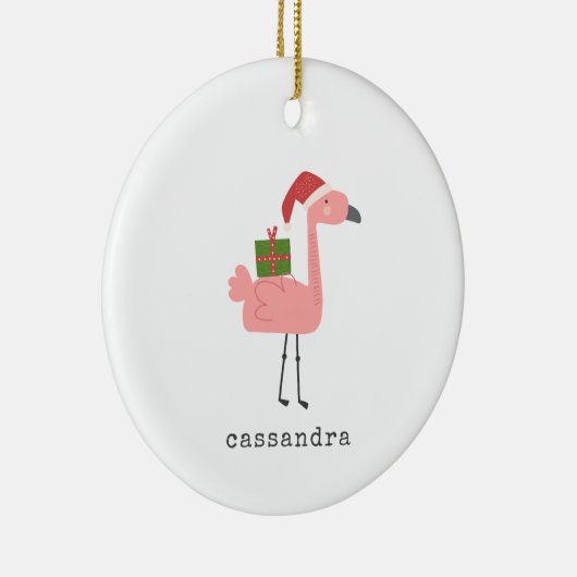 Cute Kerstmis Flamingo Illustralized Personalized Keramisch Ornament (Rechts)