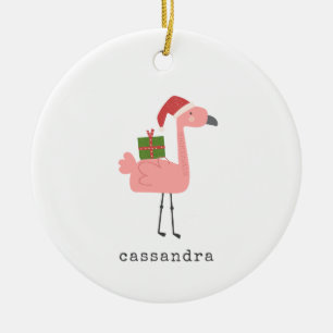 Cute Kerstmis Flamingo Illustralized Personalized Keramisch Ornament