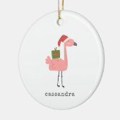 Cute Kerstmis Flamingo Illustralized Personalized Keramisch Ornament (Links)