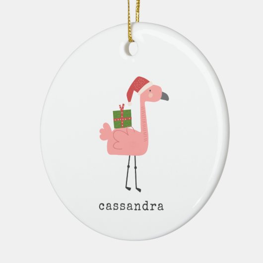 Cute Kerstmis Flamingo Illustralized Personalized Keramisch Ornament (Links)