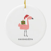 Cute Kerstmis Flamingo Illustralized Personalized Keramisch Ornament (Achterkant)