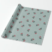 Cute Kerstmis Floral Polka Dot Holiday Gift Cadeaupapier (Uitgerold)