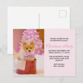 Cute Kerstmis foto met roze Bow Party Briefkaart (Voorkant / Achterkant)