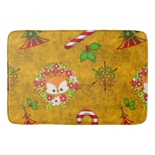 Cute Kerstmis Fox Badmat (Voorkant)