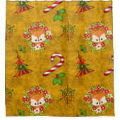 Cute Kerstmis Fox Douchegordijn (Voorkant)