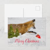 Cute kerstmis Fox en Red Ornament Briefkaart (Voorkant / Achterkant)