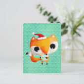 Cute Kerstmis Fox Feestdagenkaart (Staand voorkant)