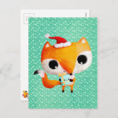 Cute Kerstmis Fox Feestdagenkaart (Voorkant / Achterkant)