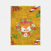 Cute Kerstmis Fox Fleece Deken (Voorkant)