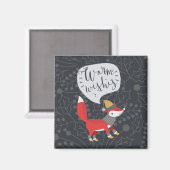 Cute Kerstmis Fox Illustrated Fox Art Cute Fox Pi Magneet (Voorkant / Achterkant)