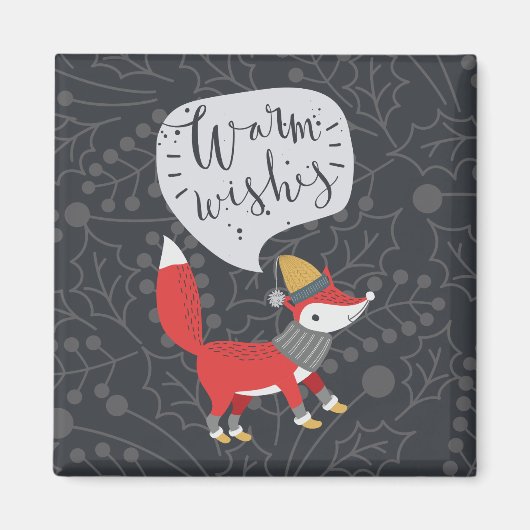 Cute Kerstmis Fox Illustrated Fox Art Cute Fox Pi Magneet (Voorkant)