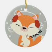 Cute Kerstmis Fox Keramisch Ornament (Voorkant)