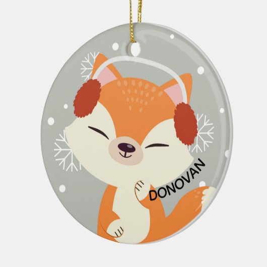 Cute Kerstmis Fox Keramisch Ornament (Links)