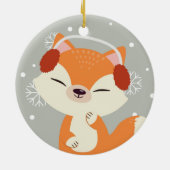 Cute Kerstmis Fox Keramisch Ornament (Achterkant)