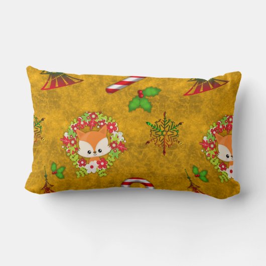 Cute Kerstmis Fox Kussen (Achterkant)