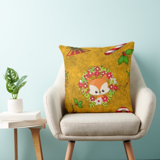 Cute Kerstmis Fox Kussen (Stoel)
