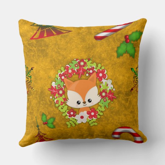 Cute Kerstmis Fox Kussen (Achterkant)