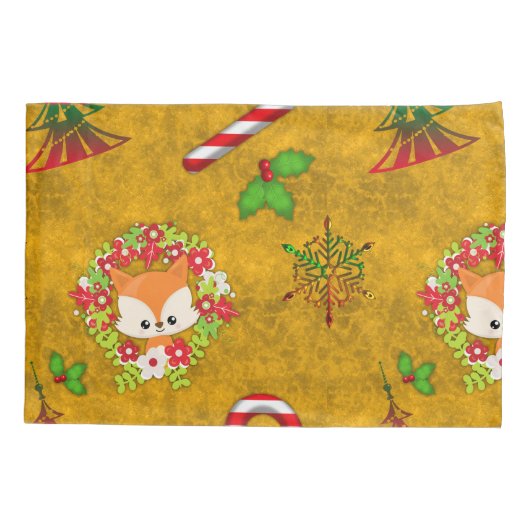 Cute Kerstmis Fox Kussensloop (Achterkant)