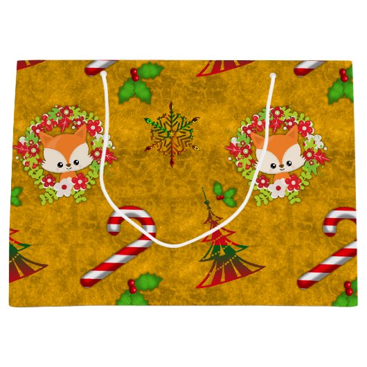 Cute Kerstmis Fox Large Cadeautasje (Voorkant)