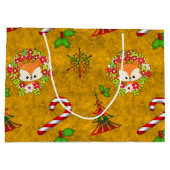 Cute Kerstmis Fox Large Cadeautasje (Achterkant)
