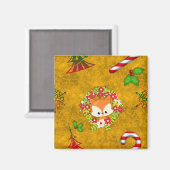 Cute Kerstmis Fox Magneet (Voorkant / Achterkant)