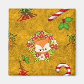 Cute Kerstmis Fox Magneet (Voorkant)