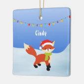 Cute kerstmis Fox op sneeuw Keramisch Ornament (Links)
