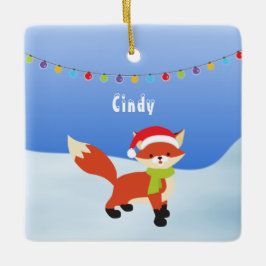 Cute kerstmis Fox op sneeuw Keramisch Ornament