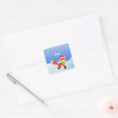 Cute kerstmis Fox op sneeuw Vierkante Sticker (Envelop)