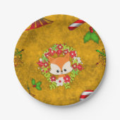 Cute Kerstmis Fox Papieren Bordje (Voorkant)