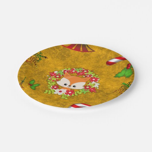 Cute Kerstmis Fox Papieren Bordje (Gekanteld)