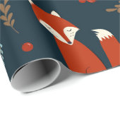 Cute Kerstmis Fox Pattern Cadeaupapier (Rol Hoek)