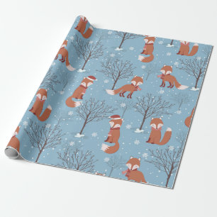 Cute Kerstmis Fox Pattern Cadeaupapier