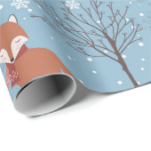 Cute Kerstmis Fox Pattern Cadeaupapier (Rol Hoek)