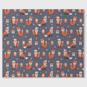 Cute Kerstmis Fox Pattern Cadeaupapier (Vlak)