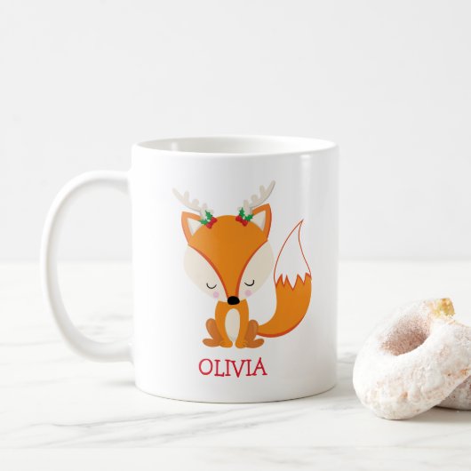 Cute kerstmis Fox persoonlijke kerstMok Koffiemok (Met donut)