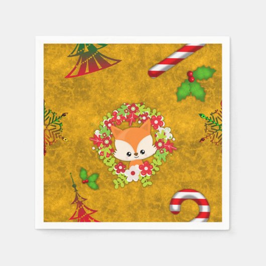 Cute Kerstmis Fox Servet (Voorkant)