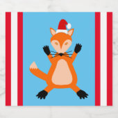 Cute Kerstmis Fox Sparkling Wijnetiket (Enkel label)