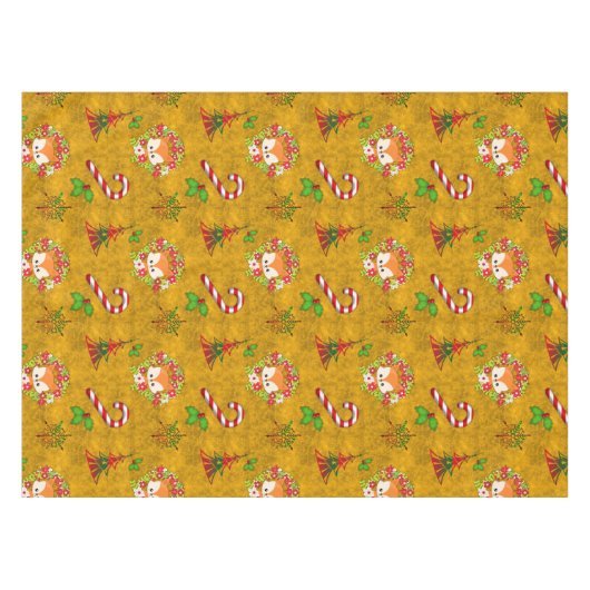 Cute Kerstmis Fox Tafelkleed (Voorkant (Horizontaal))