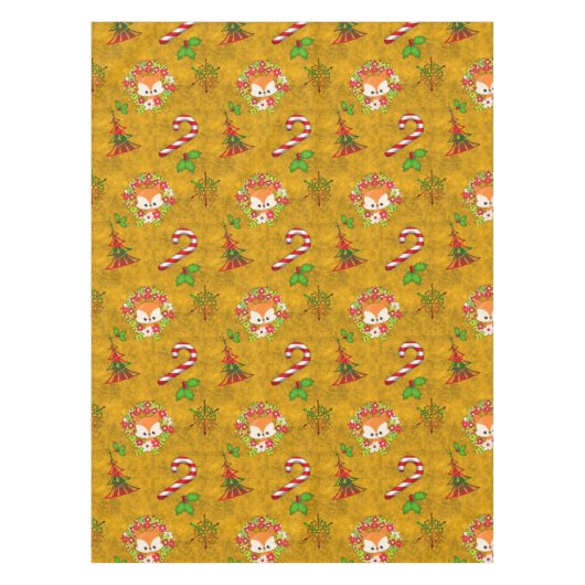 Cute Kerstmis Fox Tafelkleed (Voorkant)