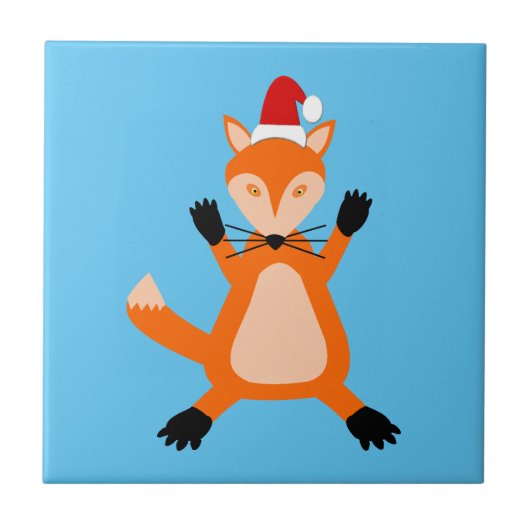 Cute Kerstmis Fox Tegeltje (Voorkant)