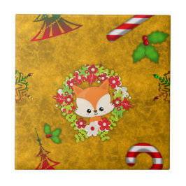 Cute Kerstmis Fox Tegeltje