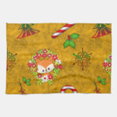 Cute Kerstmis Fox Theedoek (Horizontaal)